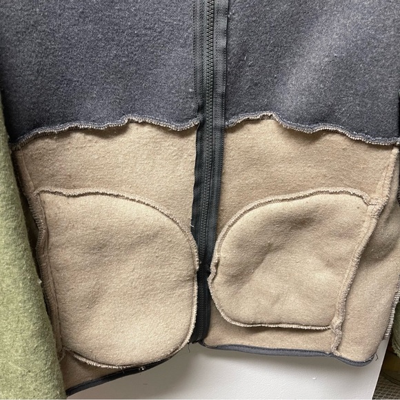 FOLK Puzzle Zip Fleece Jacket - Mineral Green Mix Size 3 Medium - Picture 9 of 15